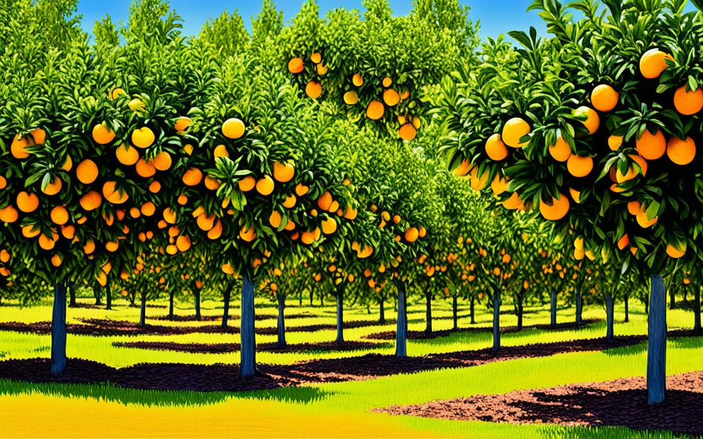 vibrant hue of citrus fruits
